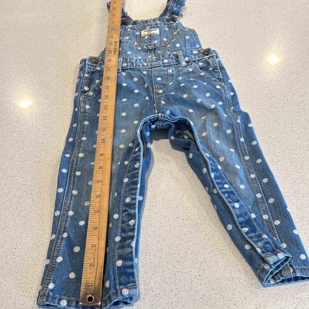 Baby Girl OshKosh Polka Dot Denim Overalls 24 Months - Picture 10 of 11